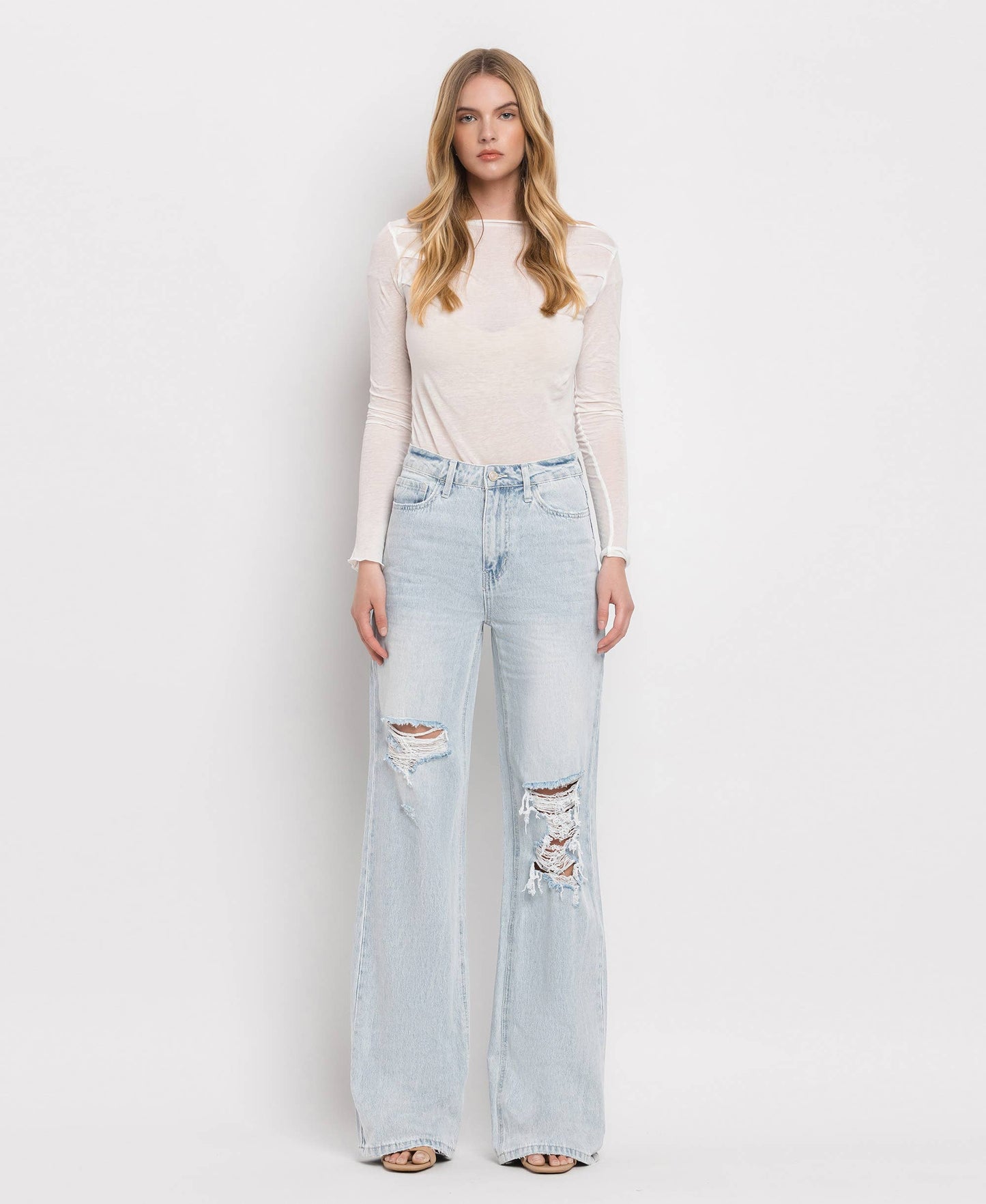 90'S VINTAGE SUPER HIGH RISE FLARE JEANS