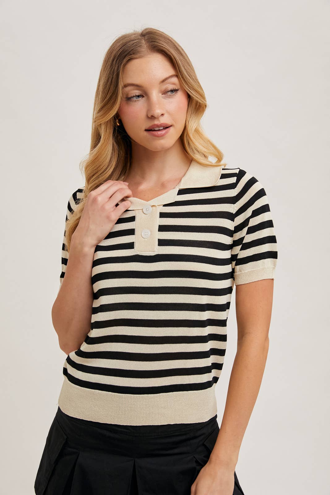 STRIPED KNIT POLO SHIRT