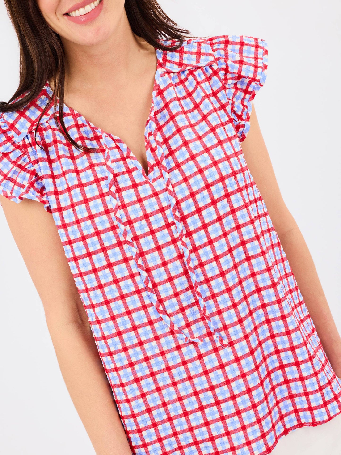 Lydia Top | Gingham Red + Blue
