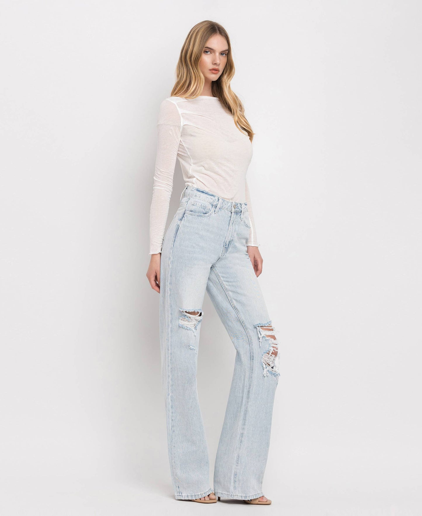 90'S VINTAGE SUPER HIGH RISE FLARE JEANS