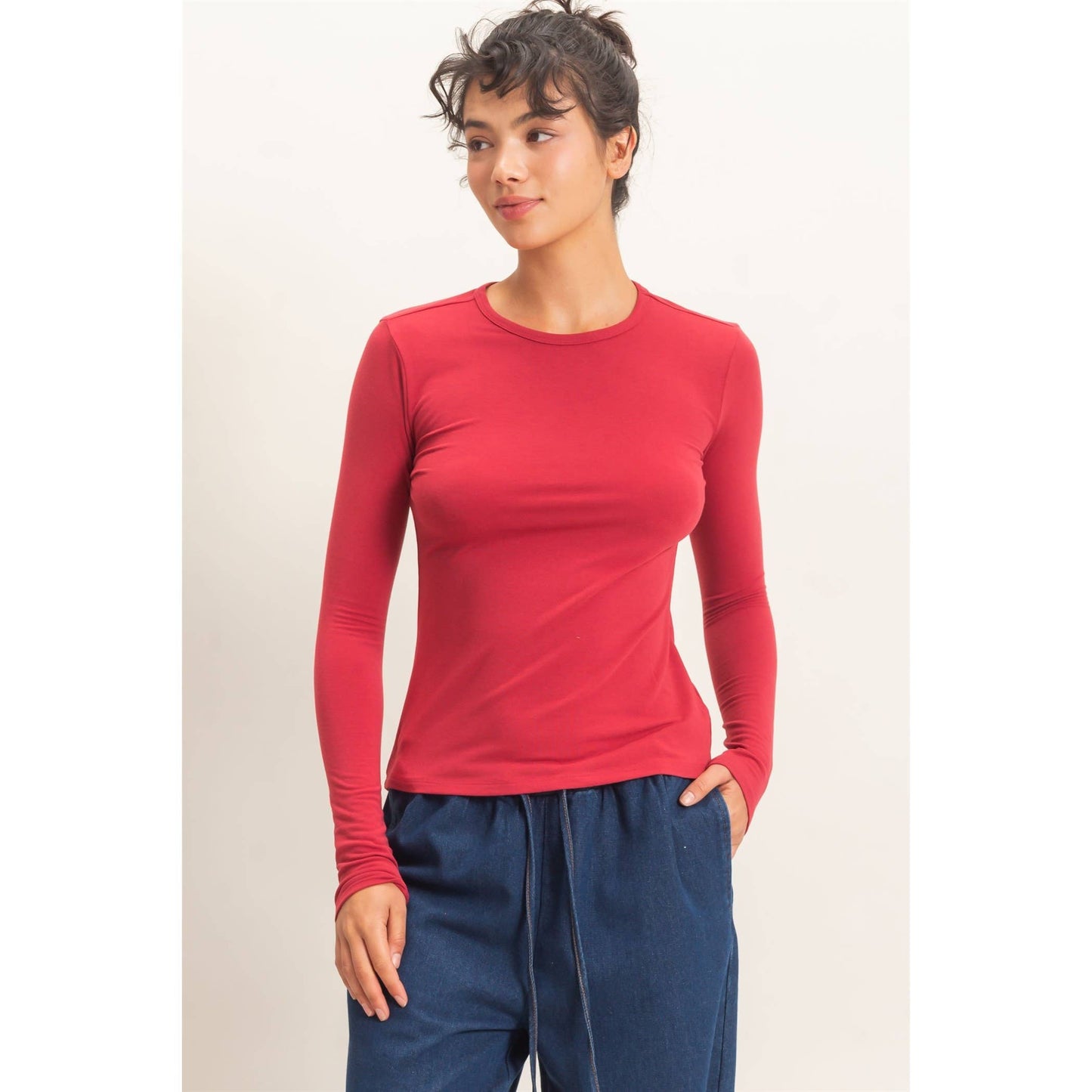 Crew Neck Long Sleeve Top