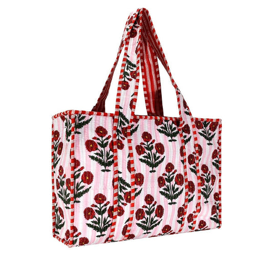 Quilted Tote- Pink and Red