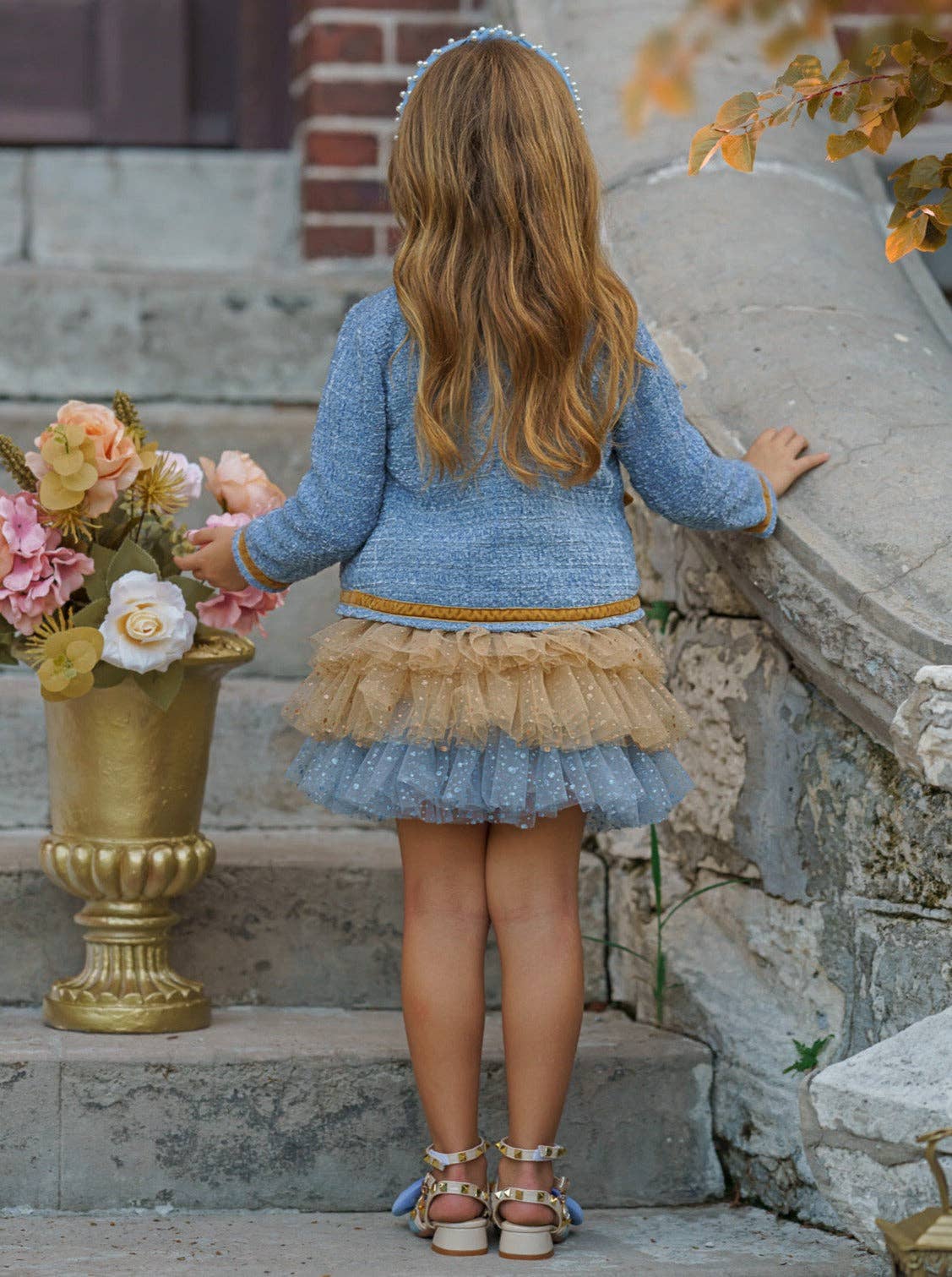 Hello Darling Blue Tweed Jacket & Tulle Skirt