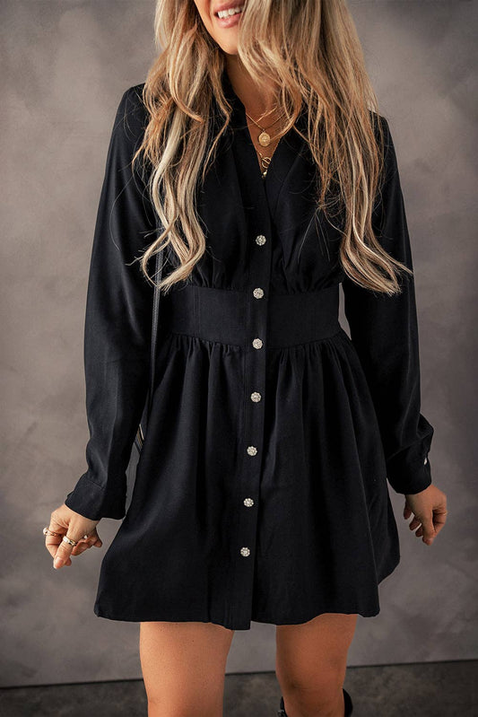 Black Long Sleeve Shirt Dress