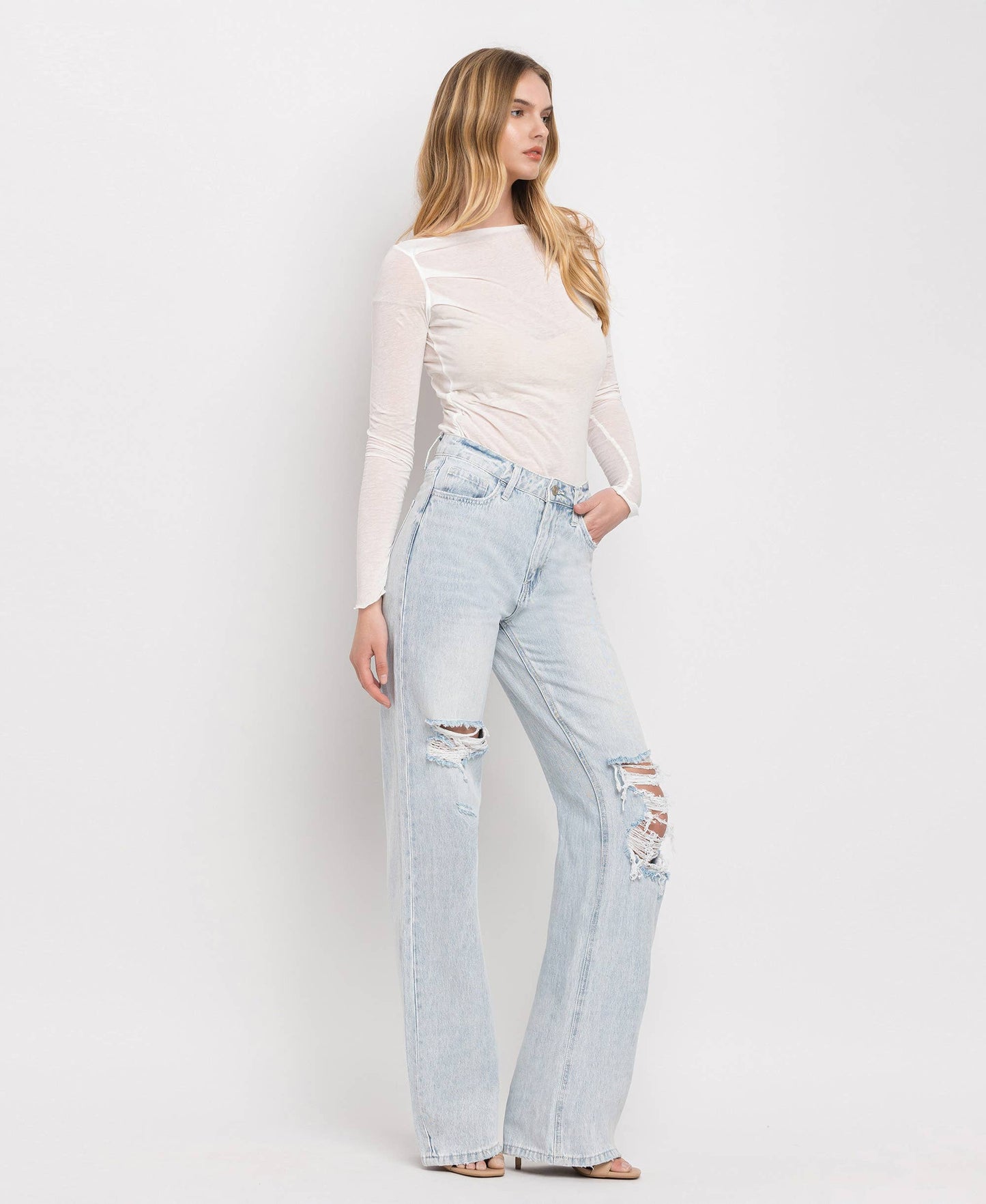 90'S VINTAGE SUPER HIGH RISE FLARE JEANS