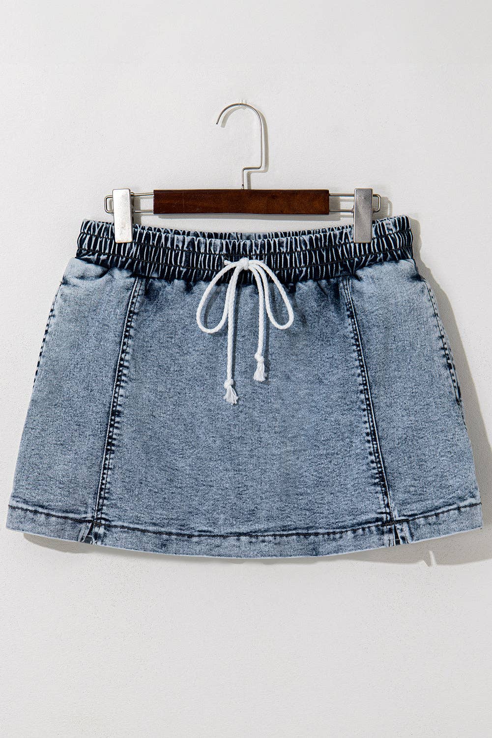 Foley Drawstring Pocketed Denim Skort