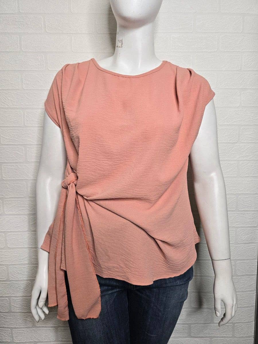 Curve Collection Tie Waist Black Top 1X-3X