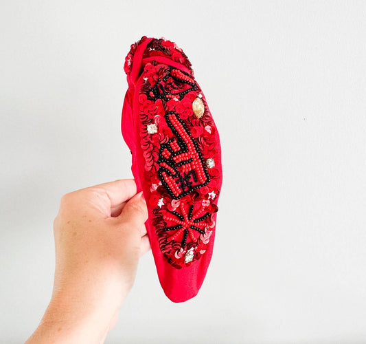 Red and Black Game Day Football Headband