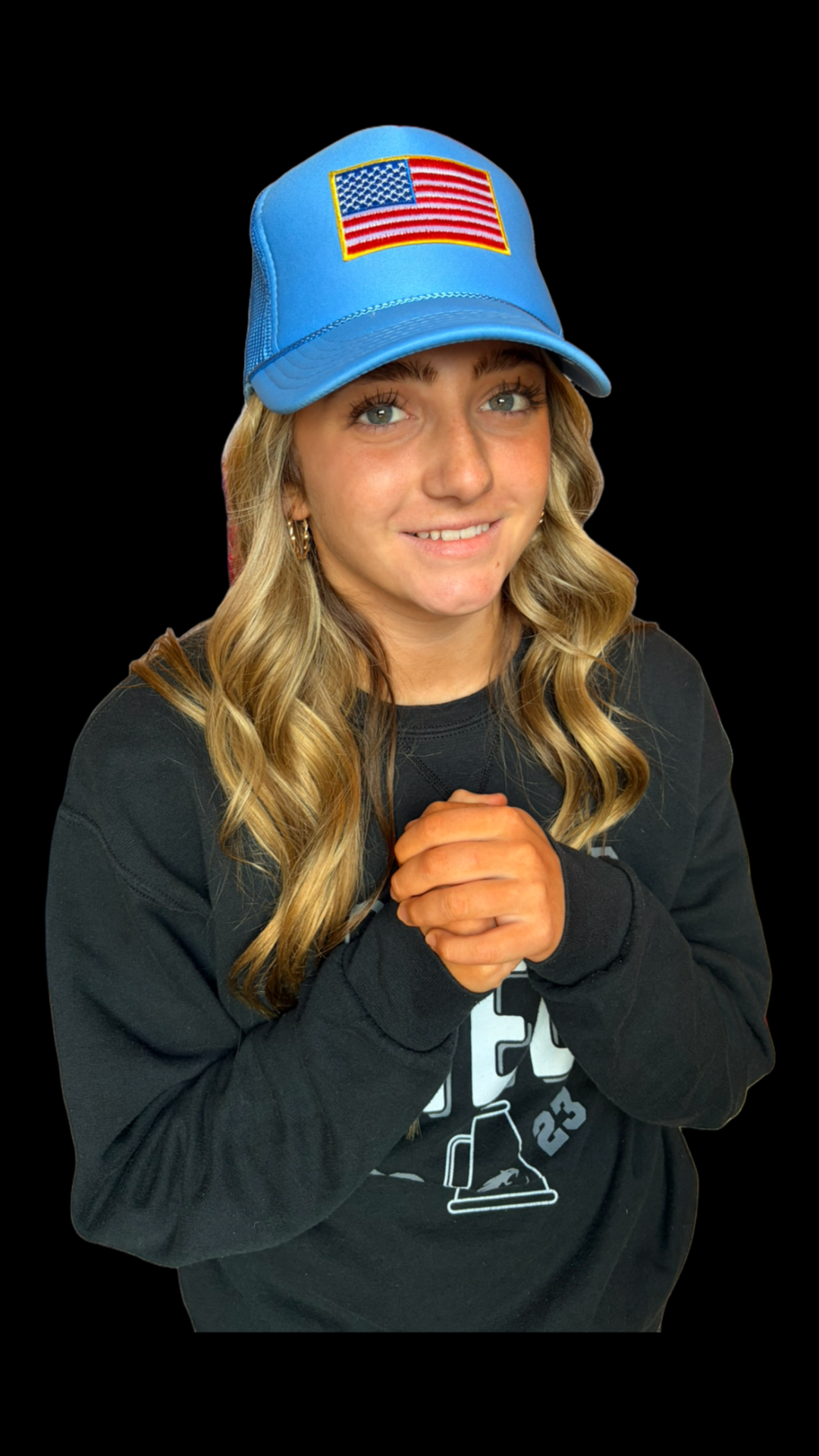 American Flag Patch Trucker Hat- Blue