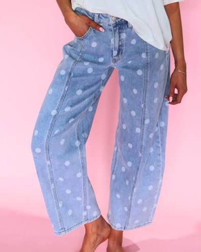 Polka Dot Barrel Jeans