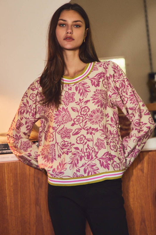 Floral Print Knit Top