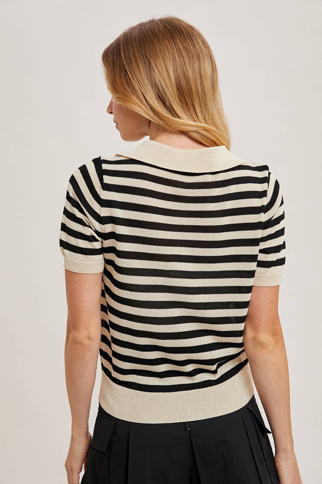 STRIPED KNIT POLO SHIRT