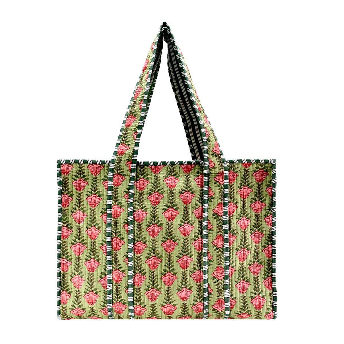 Quilted Tote- Green, Pink and Red
