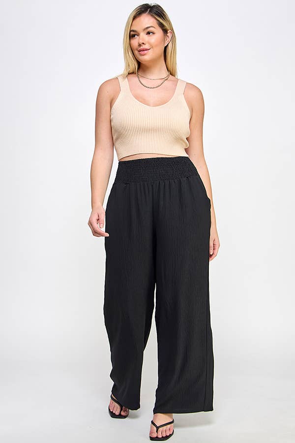 Curve Collection Smocked Wide-Leg Pant 1X-3X