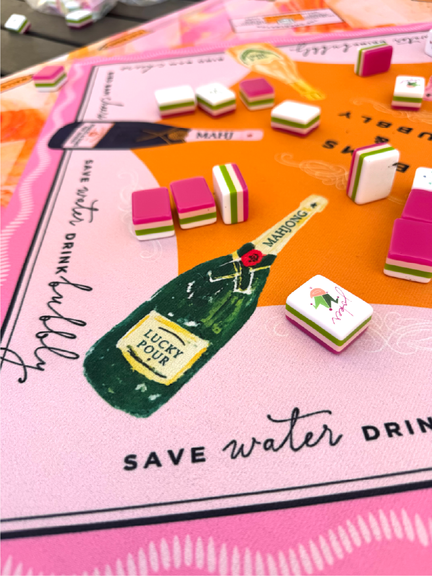 Bams & Bubbly Mahjong Mat | Champagne TRAVEL [Non Neoprene]
