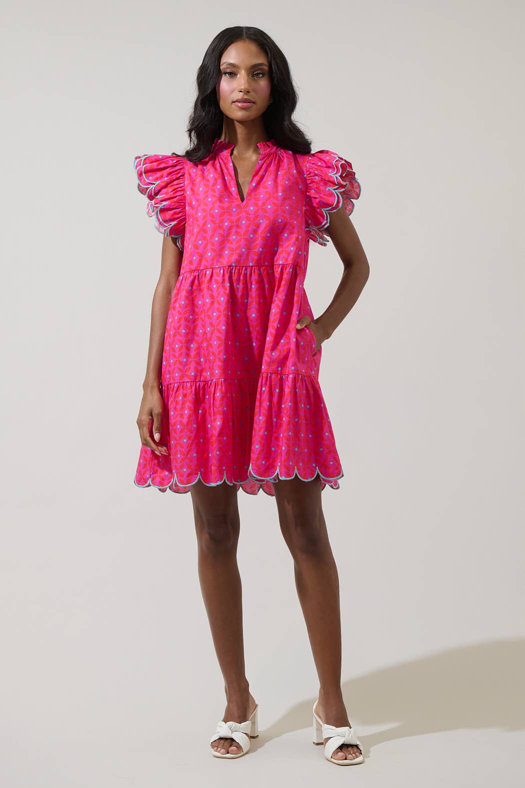 Vaila Floral Scallop Dress