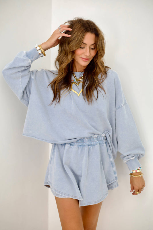 Knit Denim Top & Skort Set