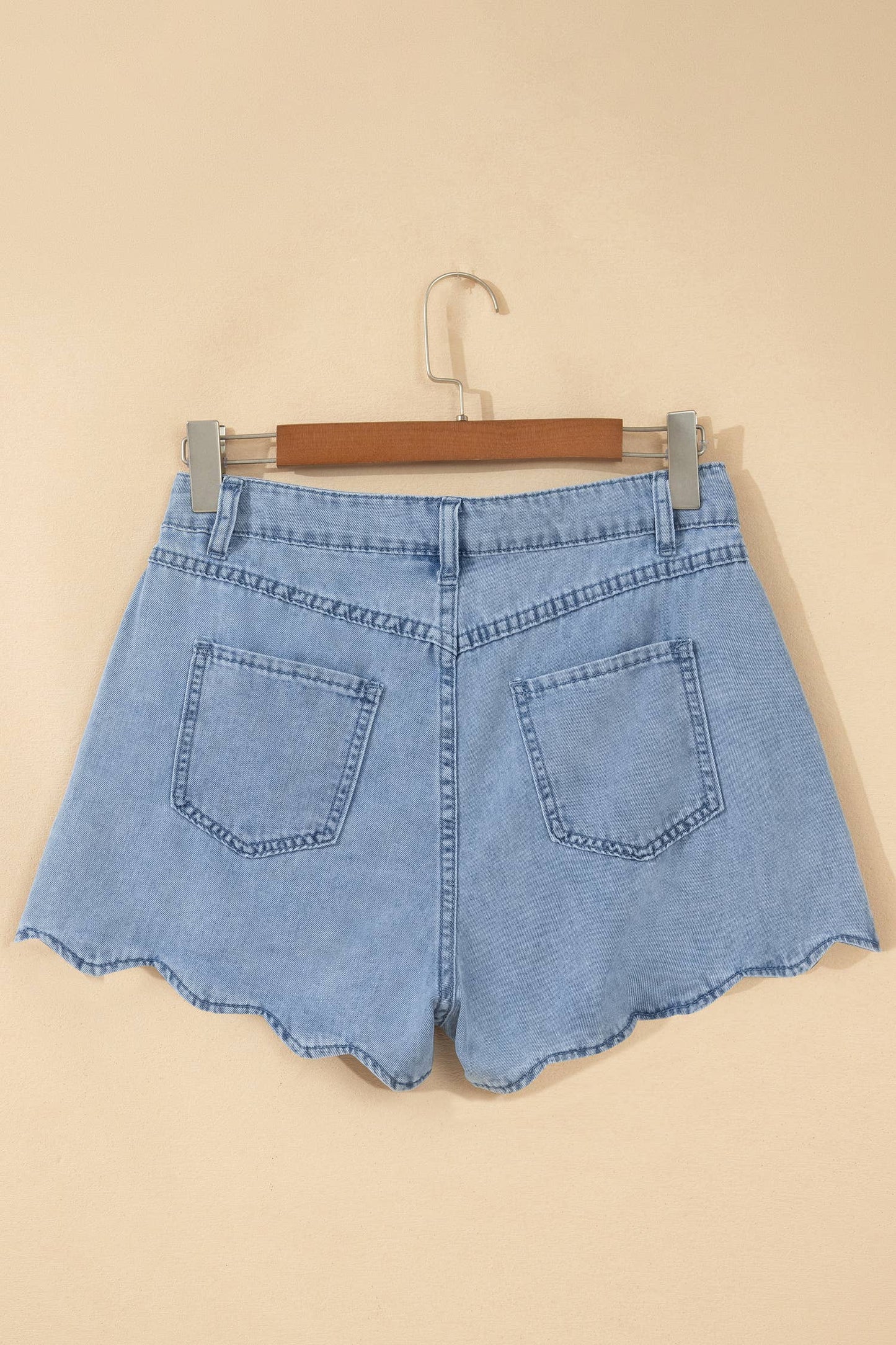 Scalloped Denim Shorts
