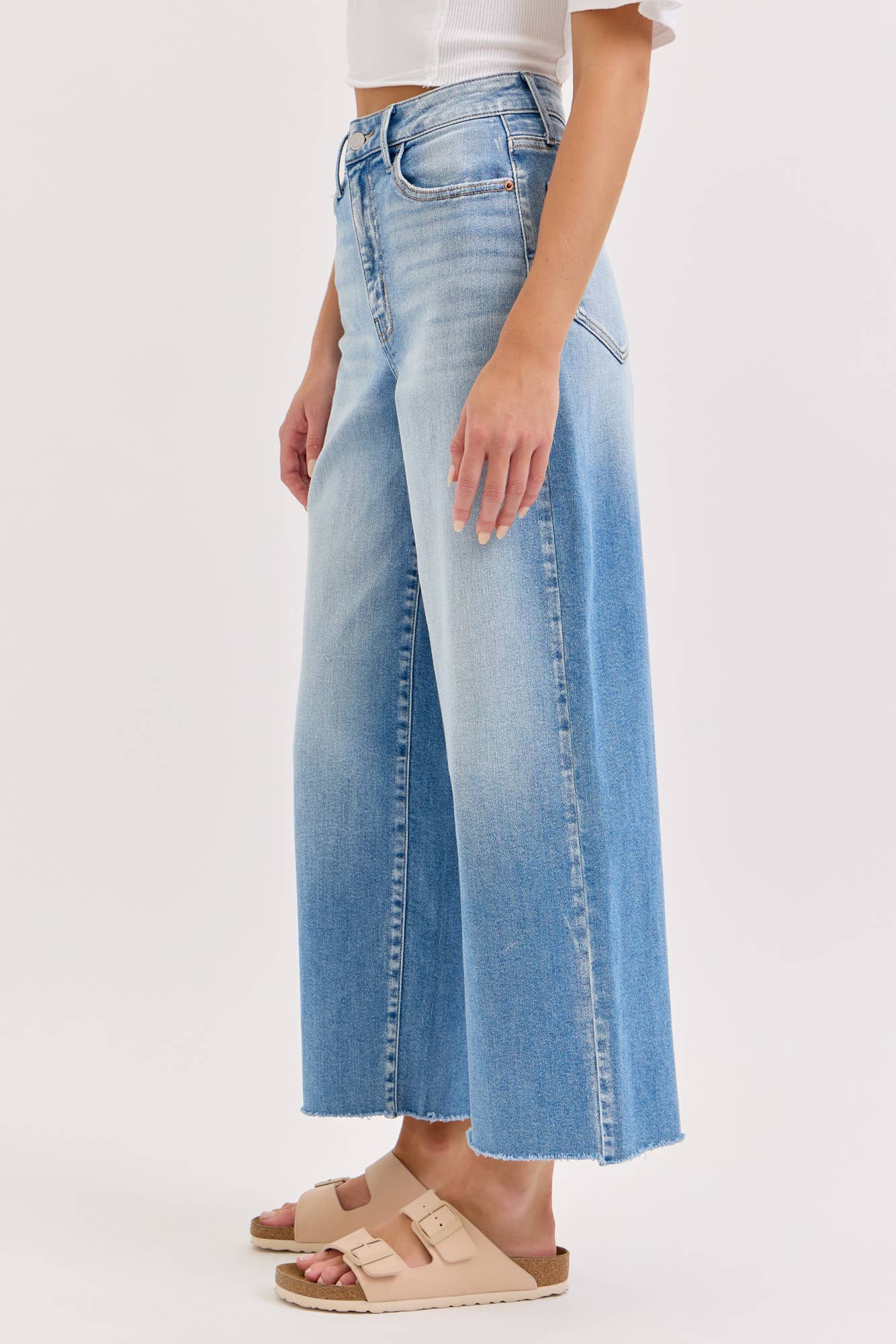 High Rise Crop Wide Leg Denim
