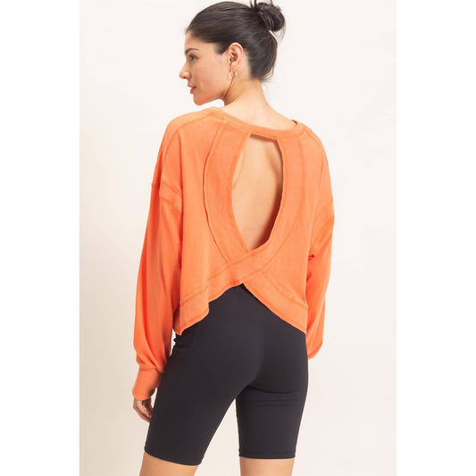 Crew Neck Top with Open Back