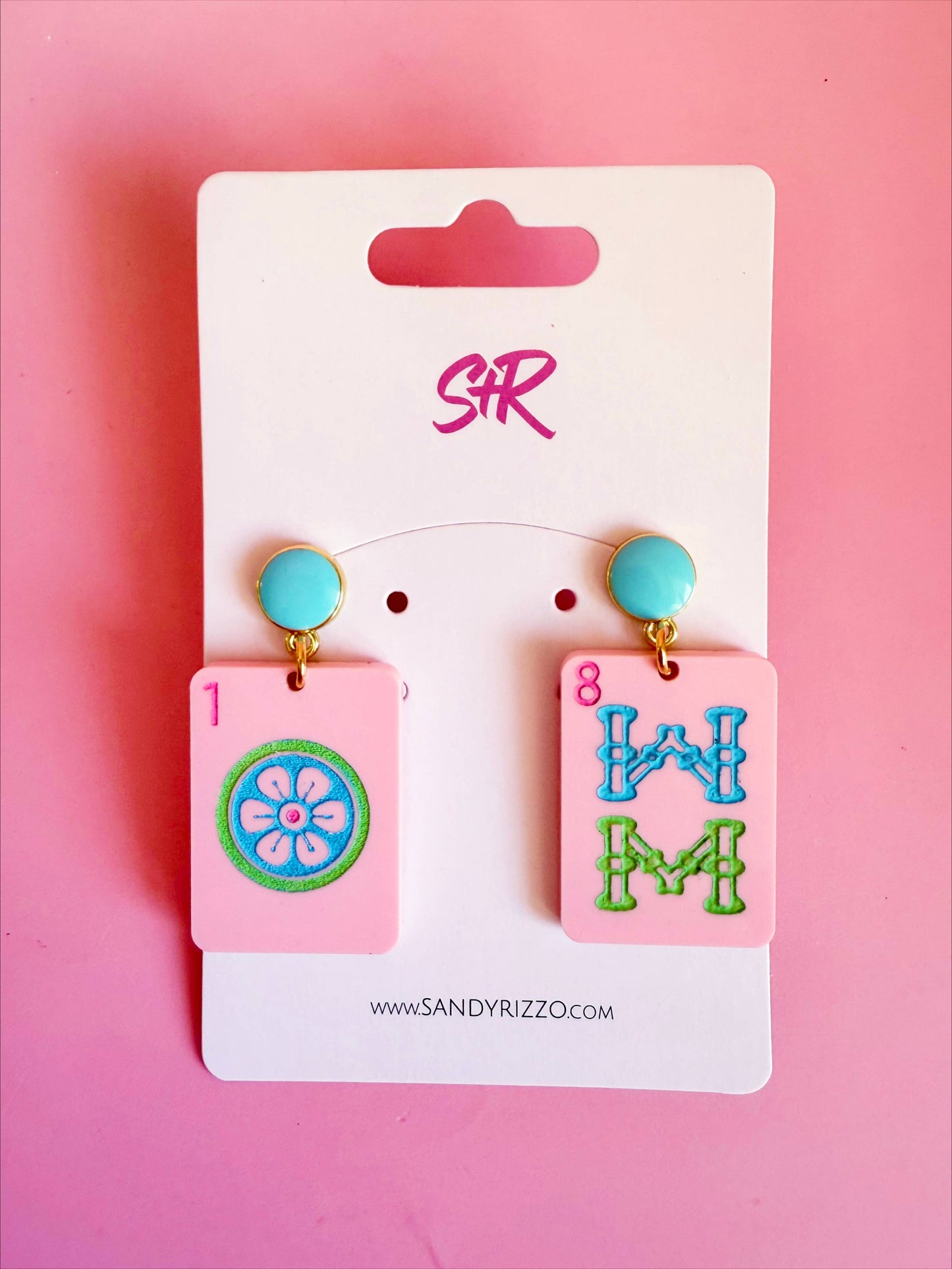 Pink Mahjong Earrings