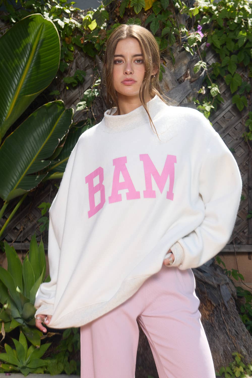 MAHJONG  Reversible "MAHJ"&"BAM" Mock Neck Sweatshirt