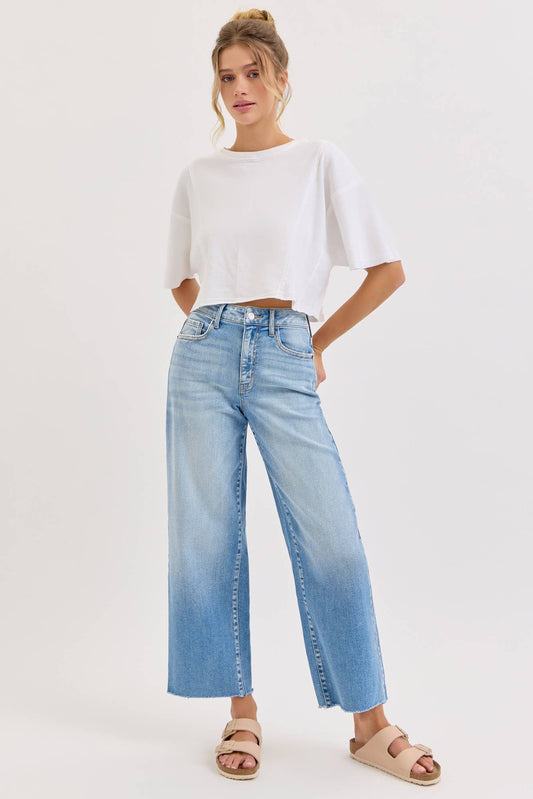 High Rise Crop Wide Leg Denim