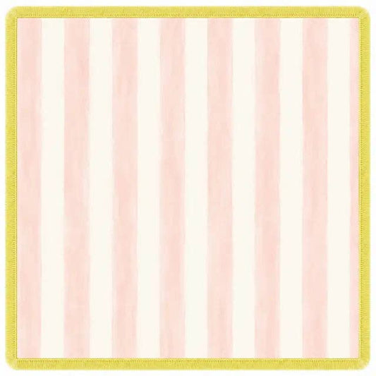 Cabana Mahjong Mat - Pink & Ivory with Citrus Fringe