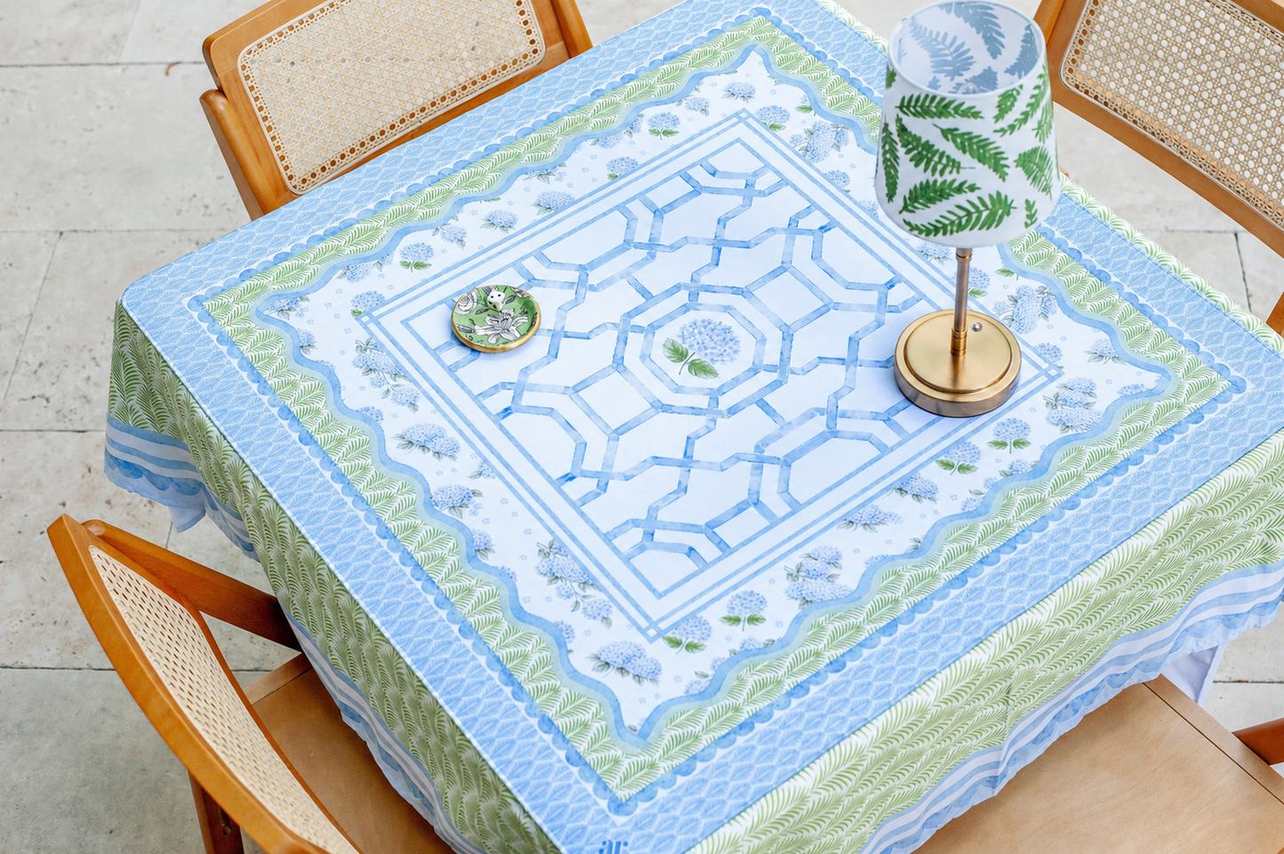 The House of Hydrangea Mahjong Mat | Floral [Non-Neoprene]