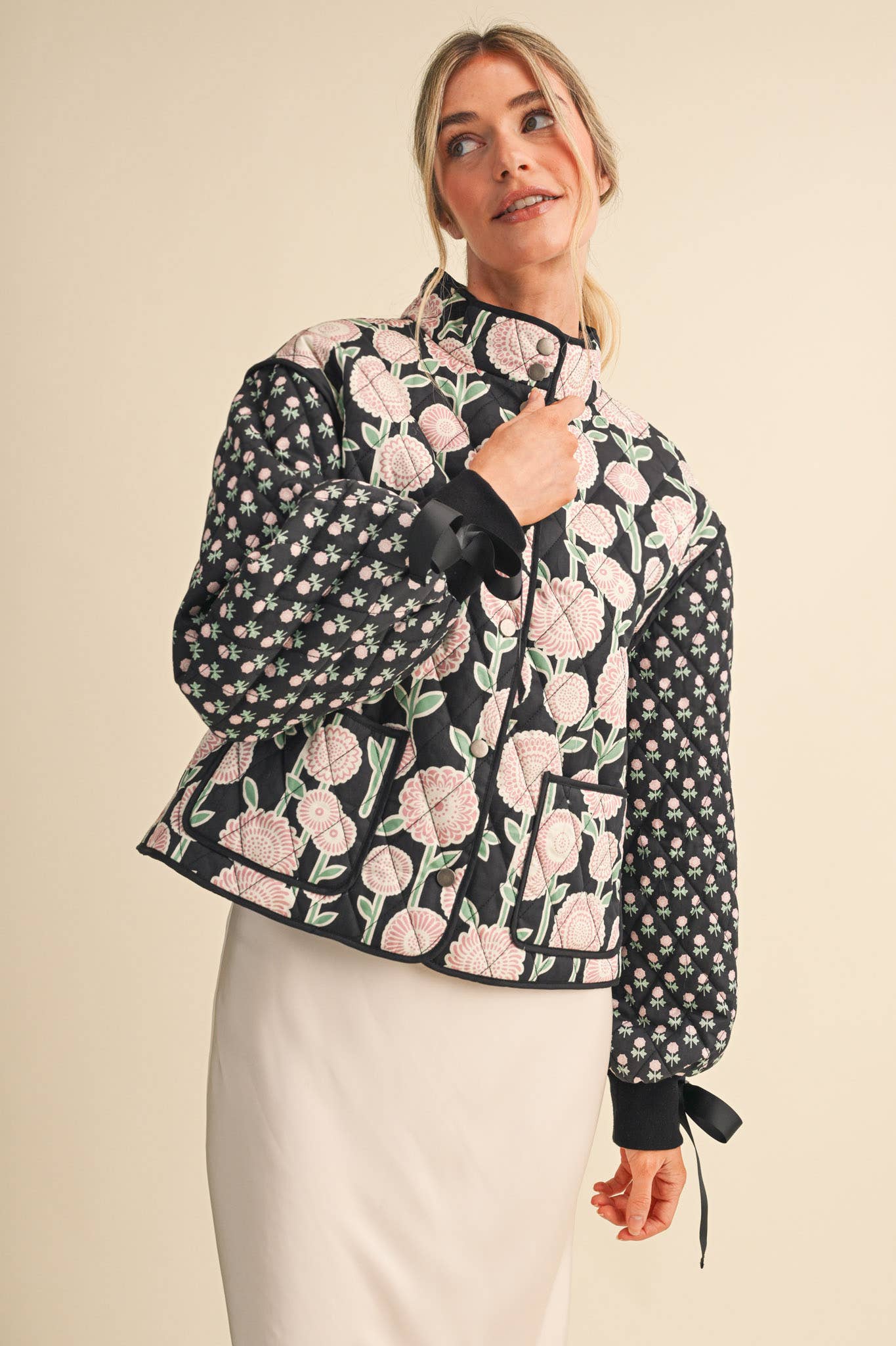 QUILTED FLORAL PRINT JACKET