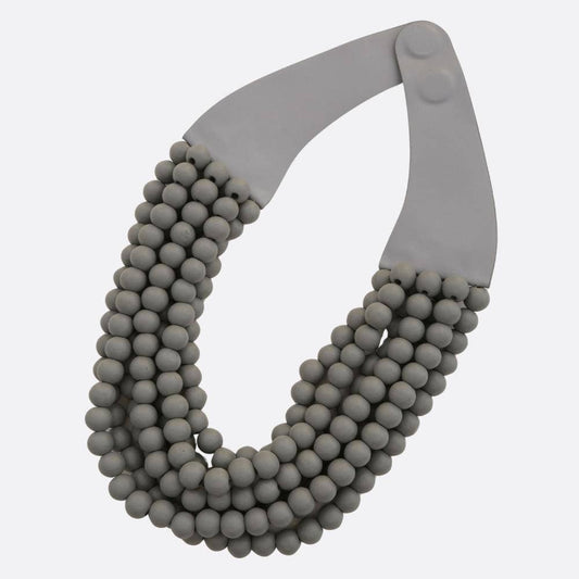 WOOD BEADED LAYERED MAGNETIC NECKLACE