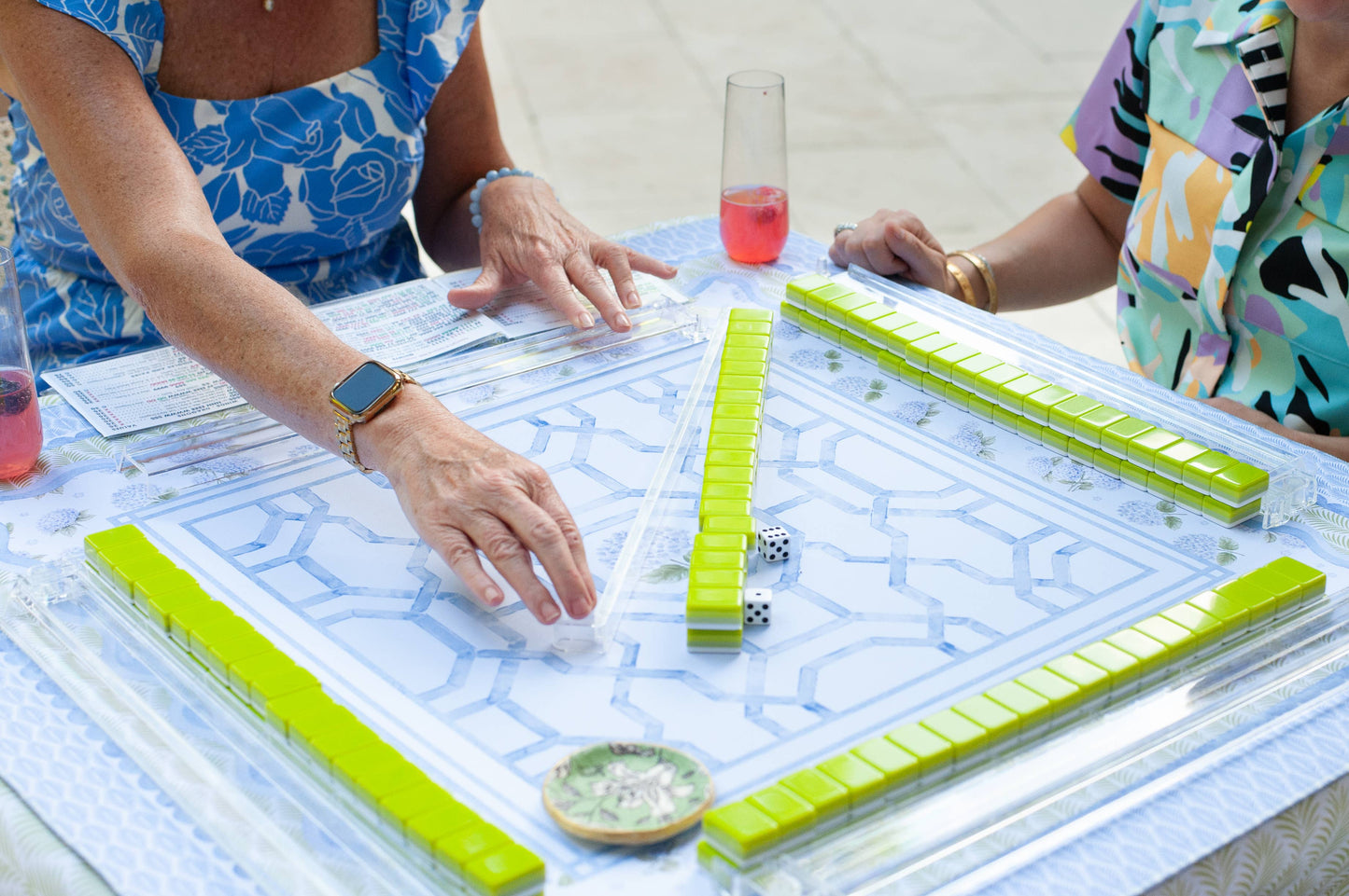 The House of Hydrangea Mahjong Mat | Floral [Non-Neoprene]
