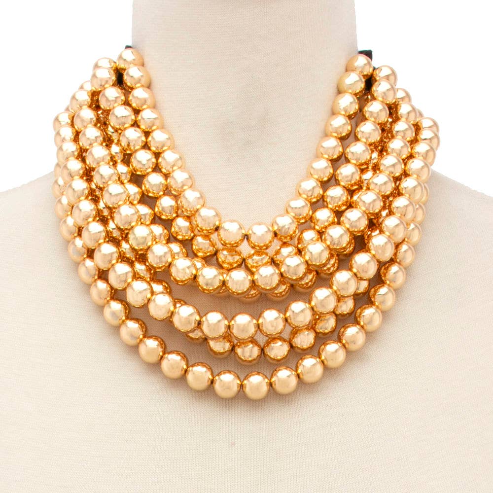 GOLDCHUNKY BEADED LAYERED MAGNETIC NECKLACE