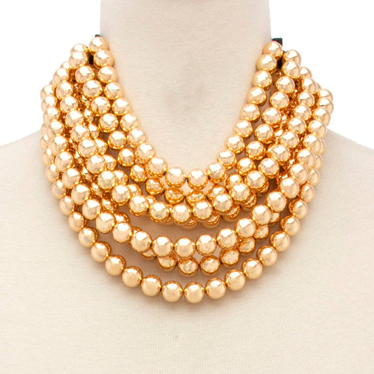 GOLDCHUNKY BEADED LAYERED MAGNETIC NECKLACE