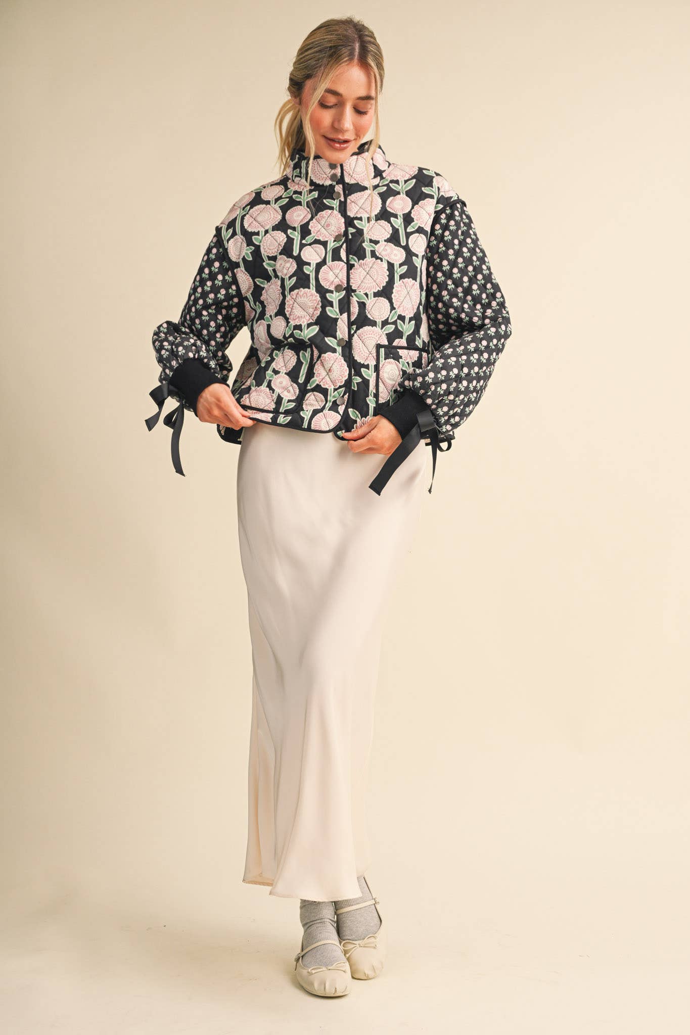 QUILTED FLORAL PRINT JACKET