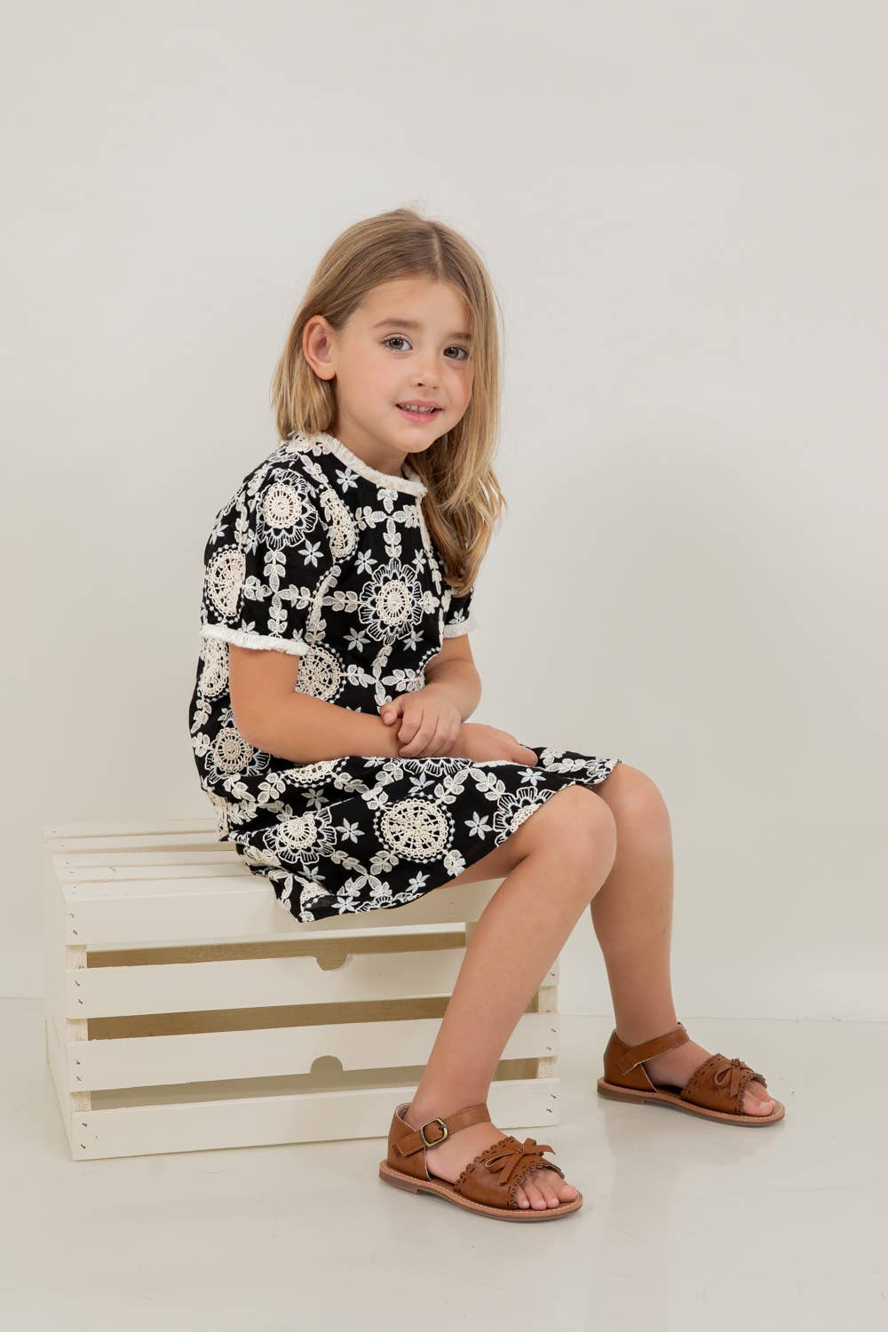 Girls Floral Embroidered Dress