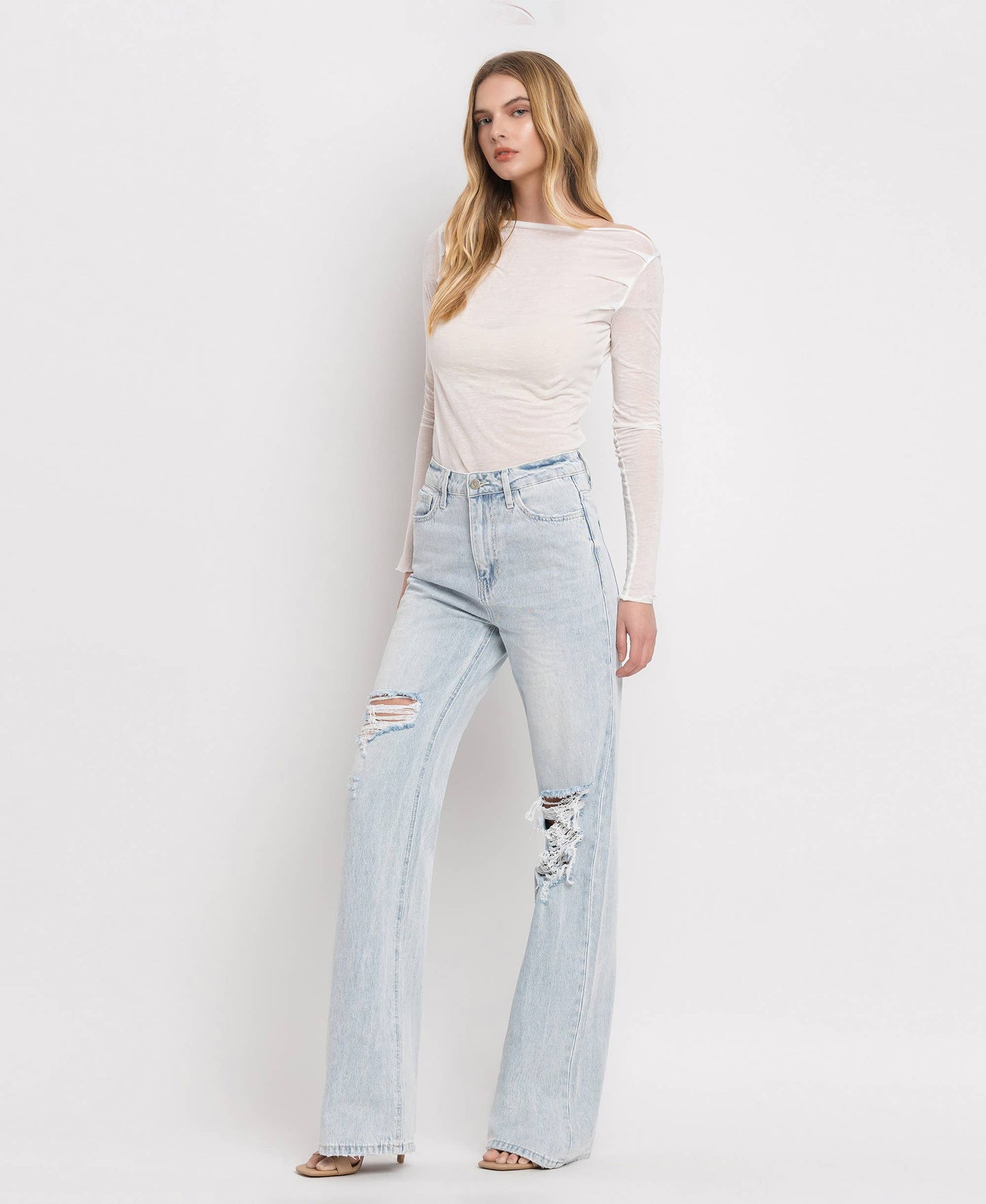 90'S VINTAGE SUPER HIGH RISE FLARE JEANS