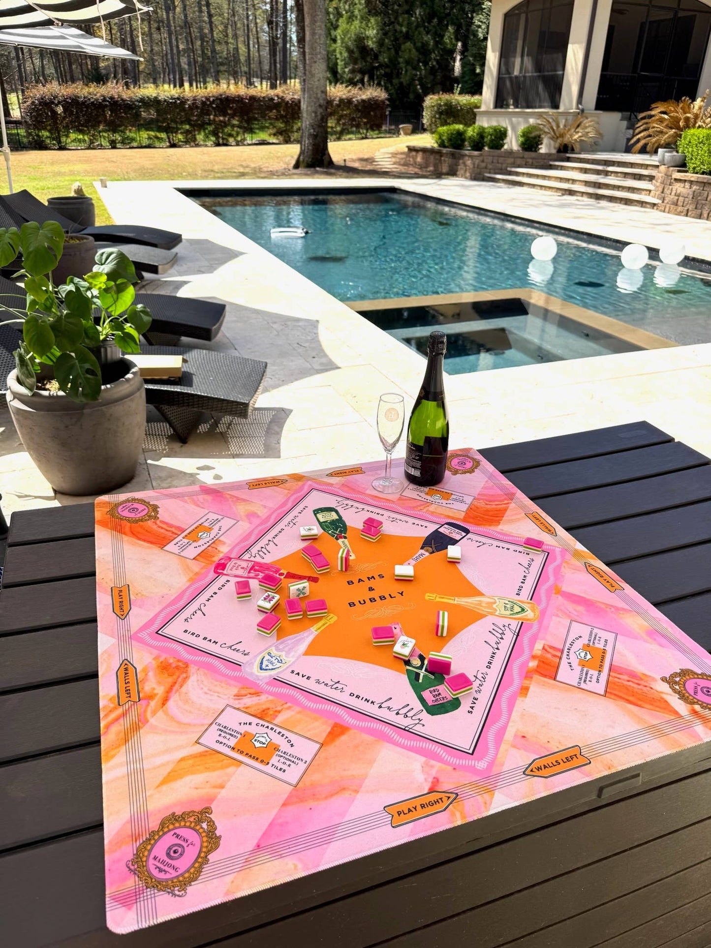 Bams & Bubbly Mahjong Mat | Champagne TRAVEL [Non Neoprene]