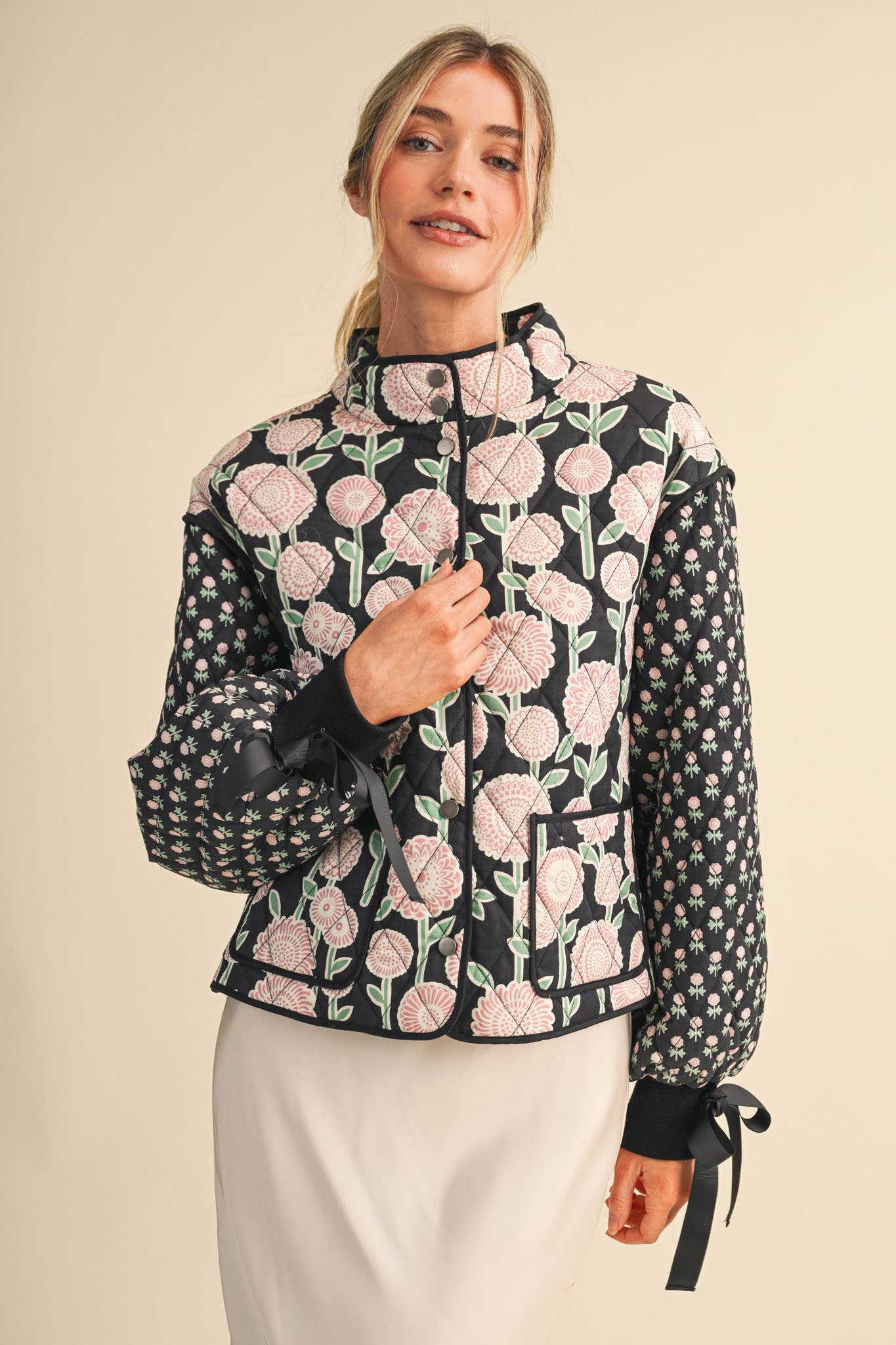 QUILTED FLORAL PRINT JACKET