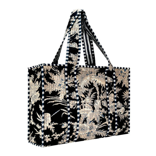 Quilted Tote- Black