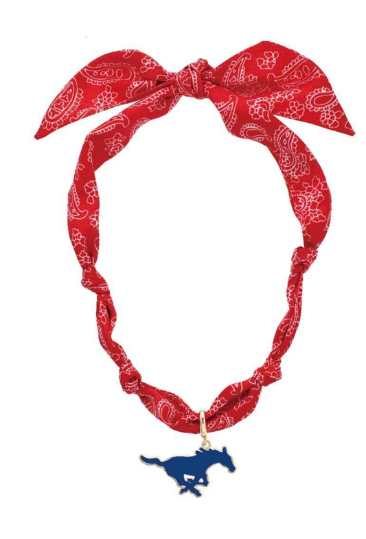 SMU Mustangs Logo Bandana Scarf Necklace