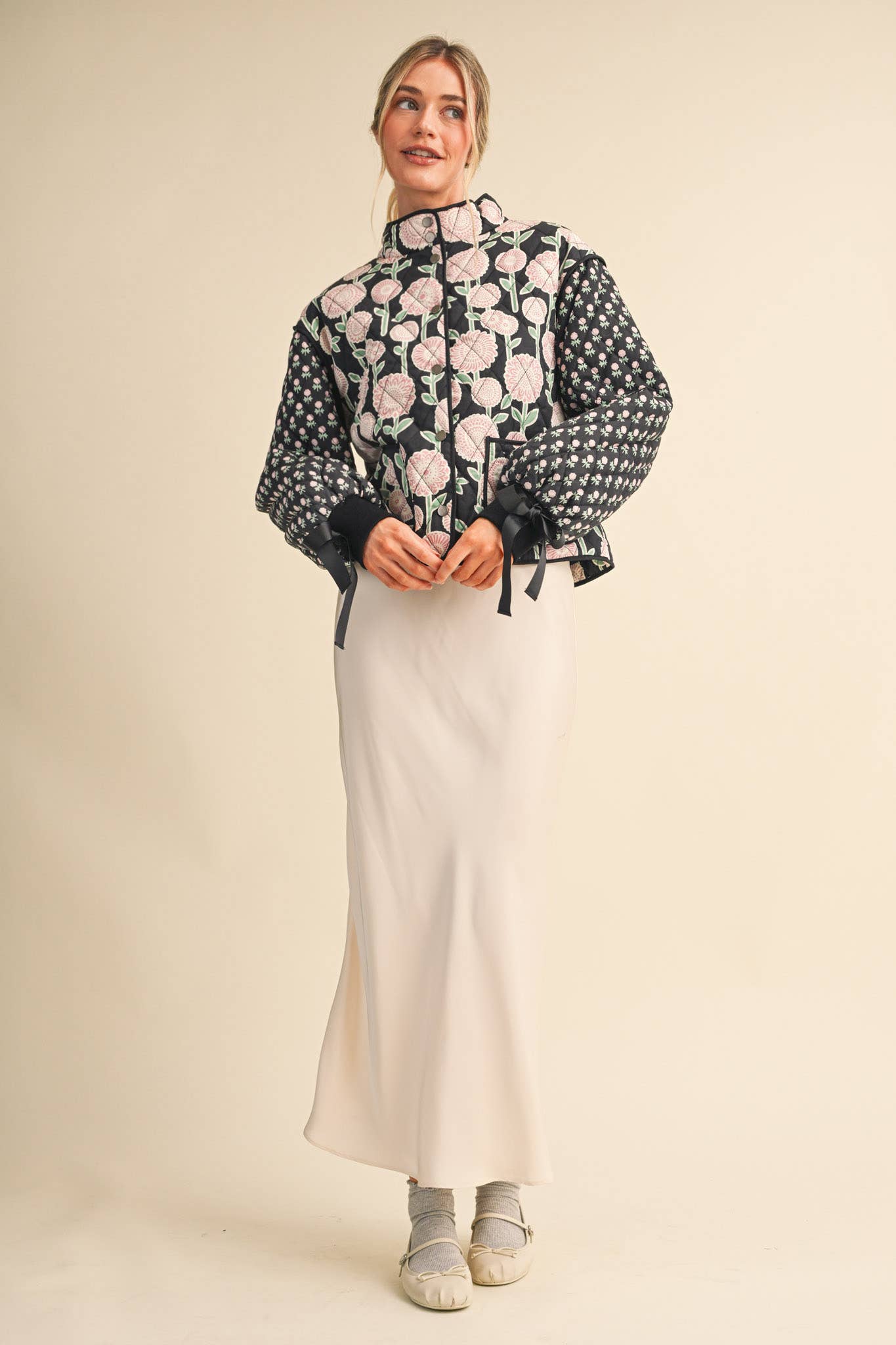 QUILTED FLORAL PRINT JACKET