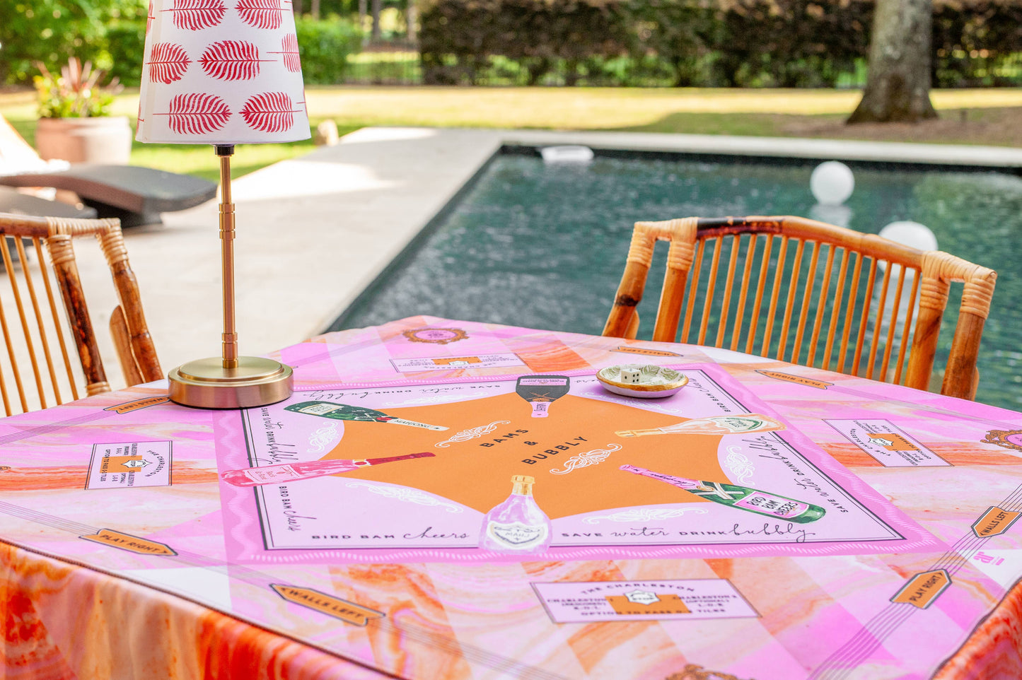 Bams & Bubbly Mahjong Mat | Champagne TRAVEL [Non Neoprene]