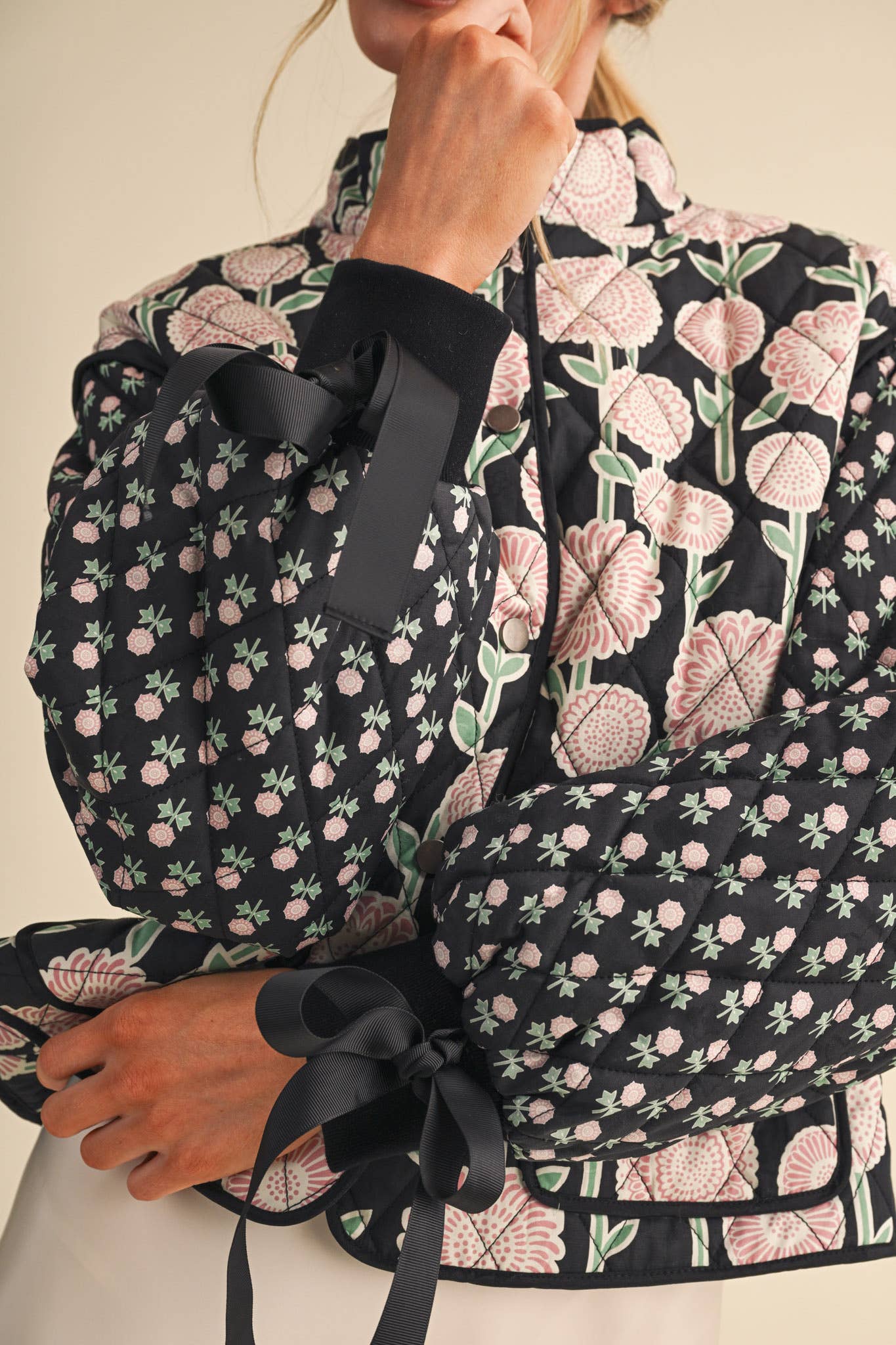 QUILTED FLORAL PRINT JACKET