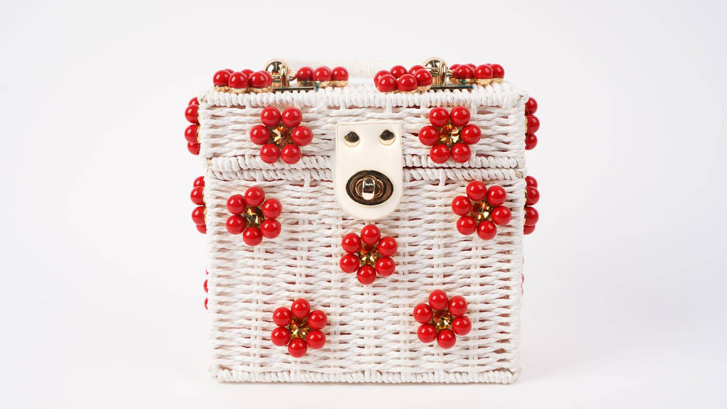 Wicker Bucket Daisy Flower Purse