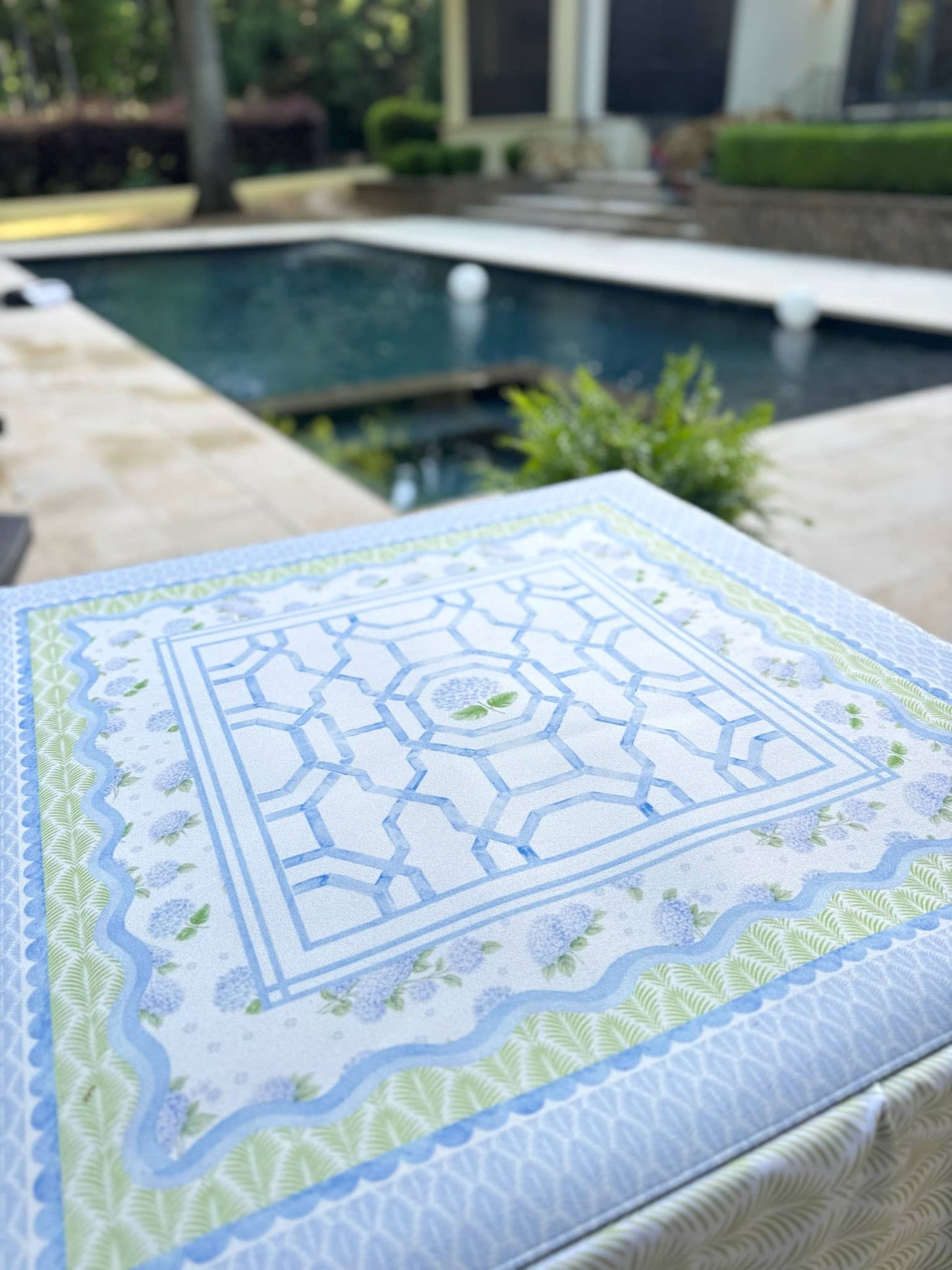 The House of Hydrangea Mahjong Mat | Floral [Non-Neoprene]