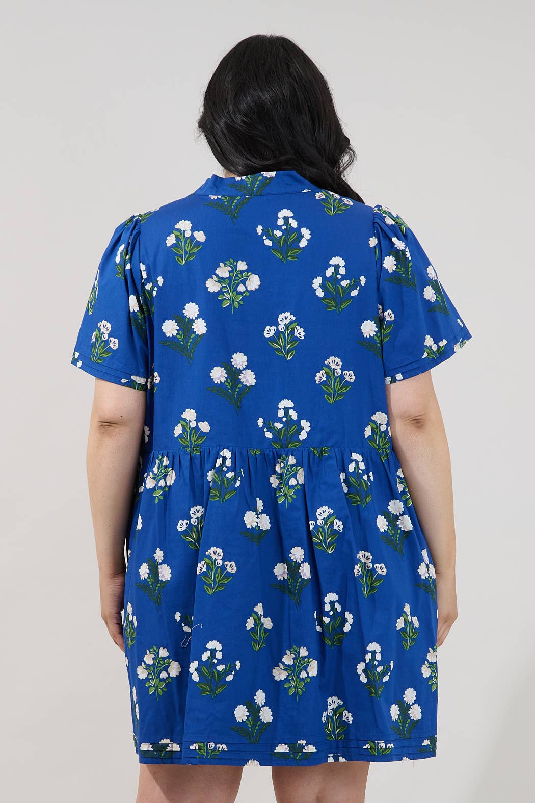 Blue Floral Dress-  Curve