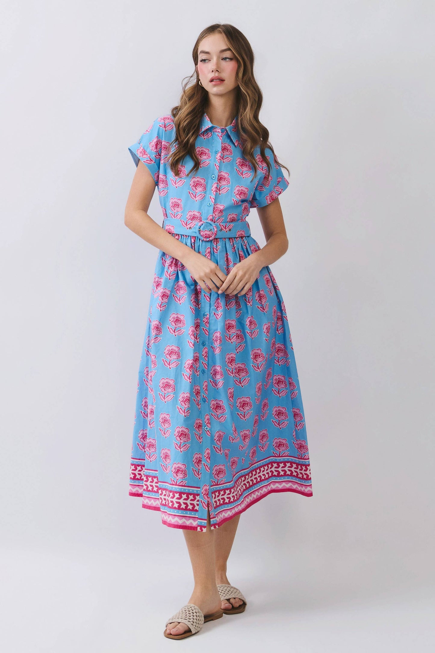 Floral Midi Shirt Dress
