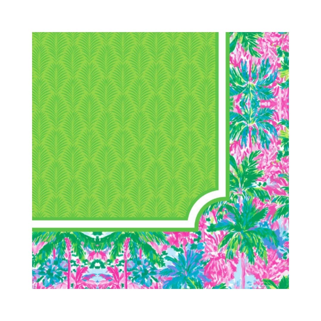 NEOPRENE Palm Beach Collection Mahjong Mat | Pink Blue Lime