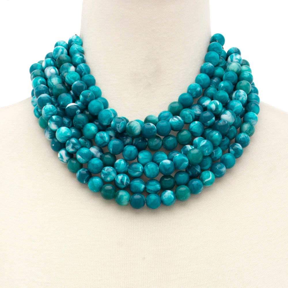 MAGNETIC CHUNKY BEADED LAYERED NECKLACE